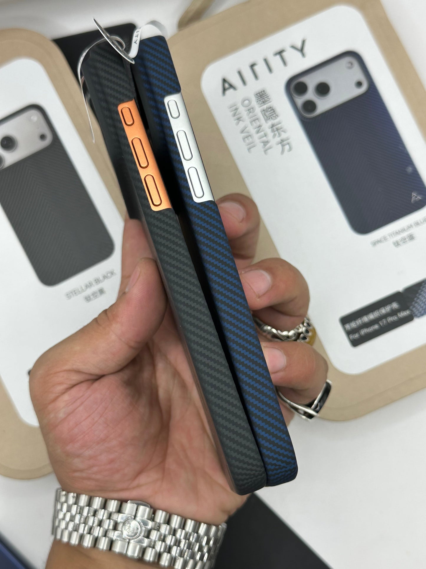 iPhone Series Ink-Dark Eastern AIRITY Series Aramid Fiber Phone Casewith A-Pattern TPU Full Coverage