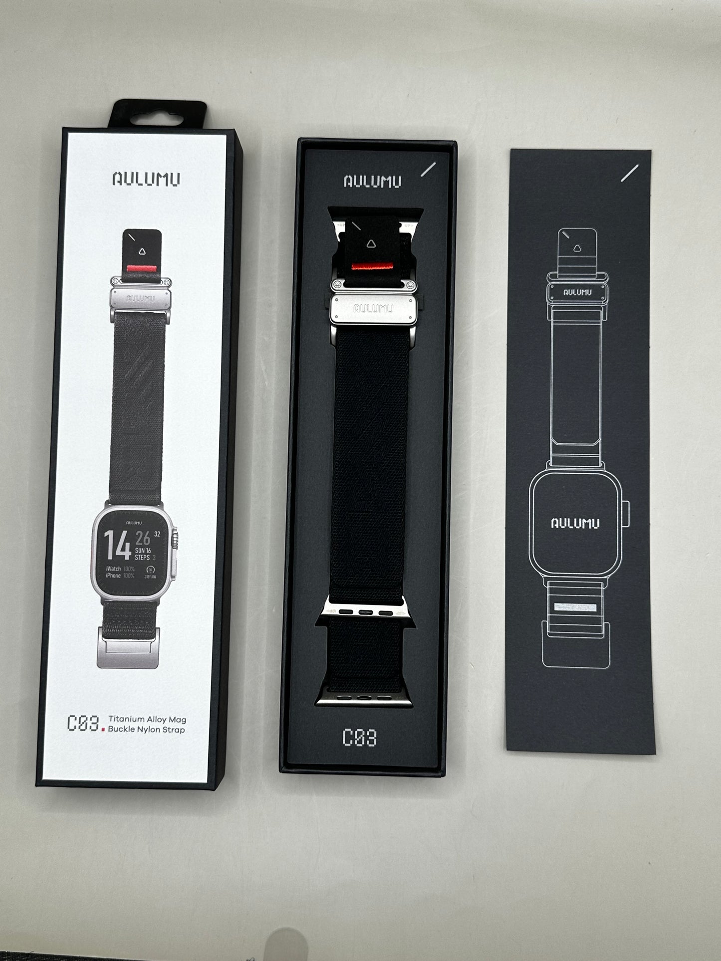 Aulumu C03 bracelet Tissu avec Titanium Apple Watch 46 49 mm