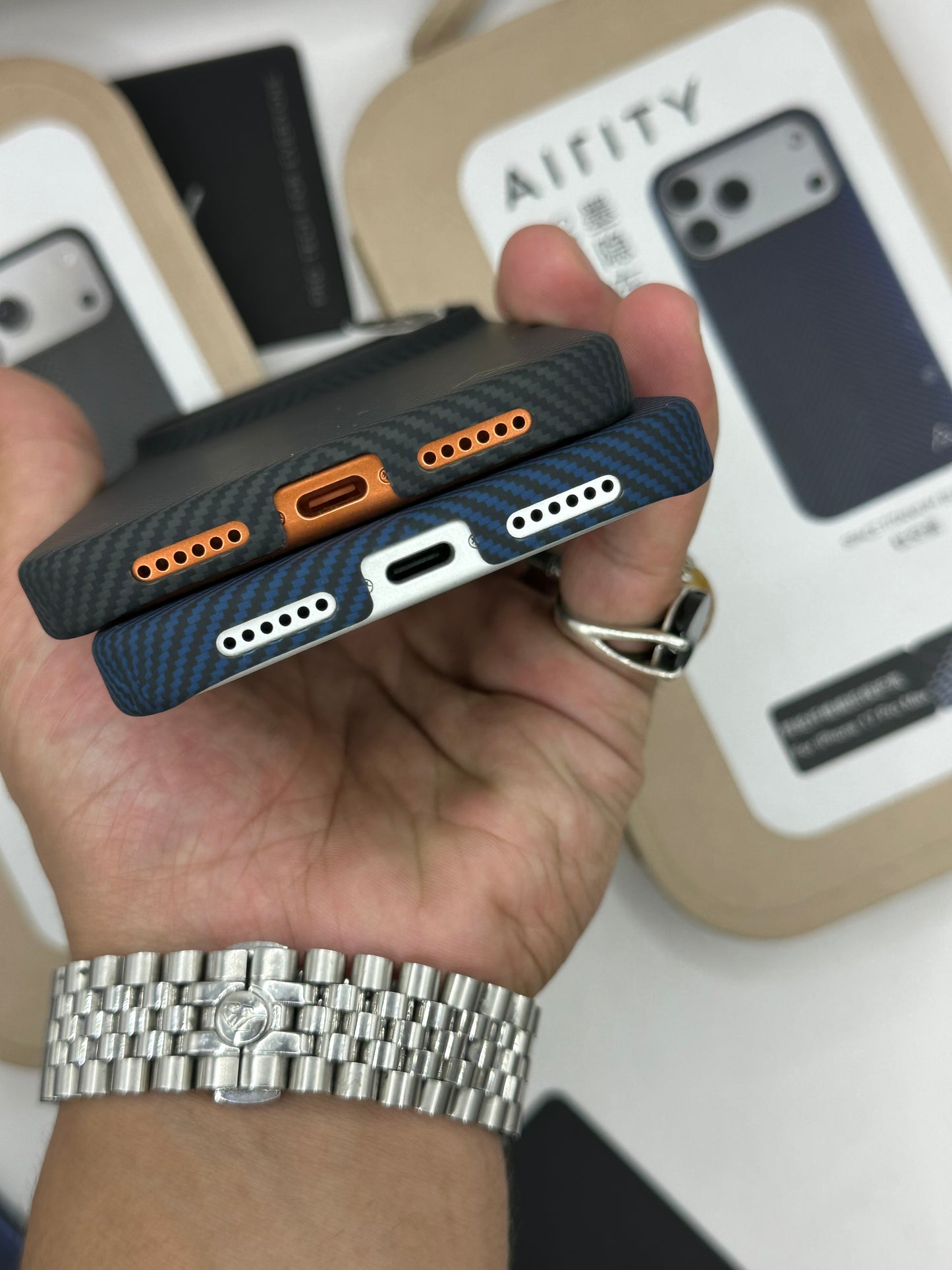 iPhone Series Ink-Dark Eastern AIRITY Series Aramid Fiber Phone Casewith A-Pattern TPU Full Coverage