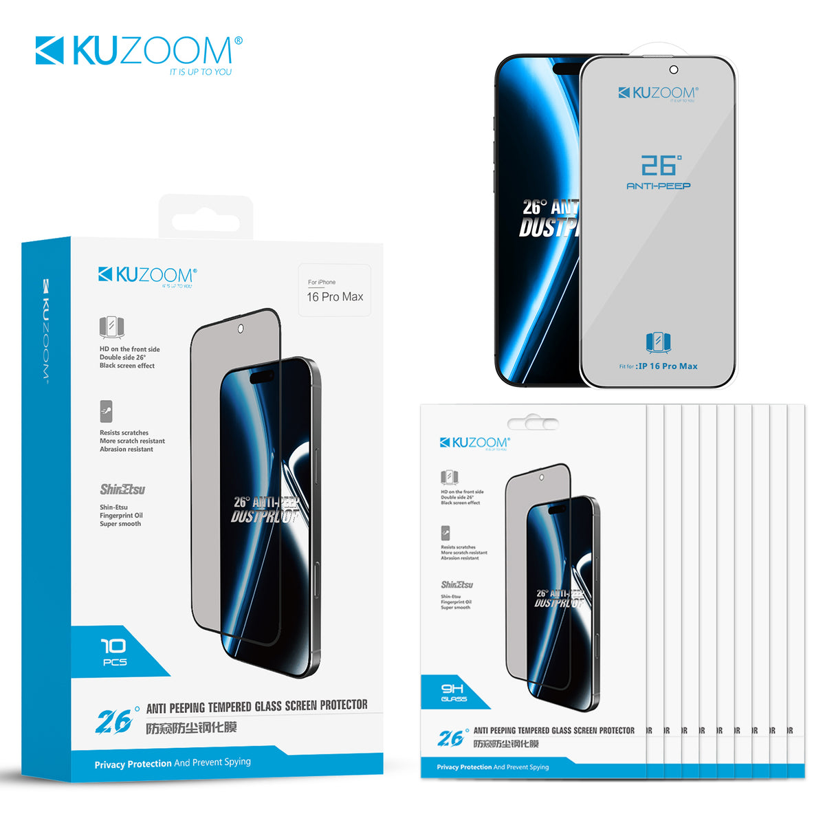Kuzzom Glass Privacy 18 Pro Max