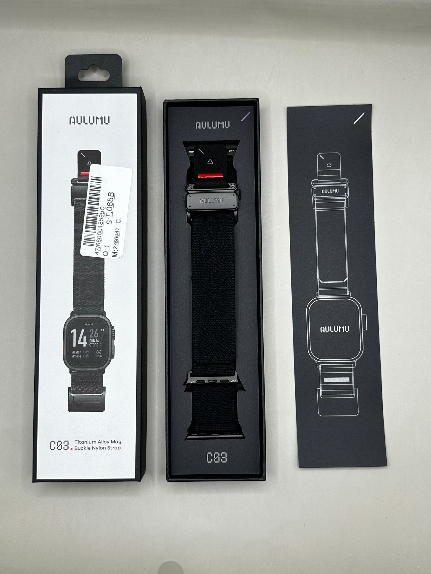 Aulumu C03 bracelet Tissu avec Titanium Apple Watch 46 49 mm