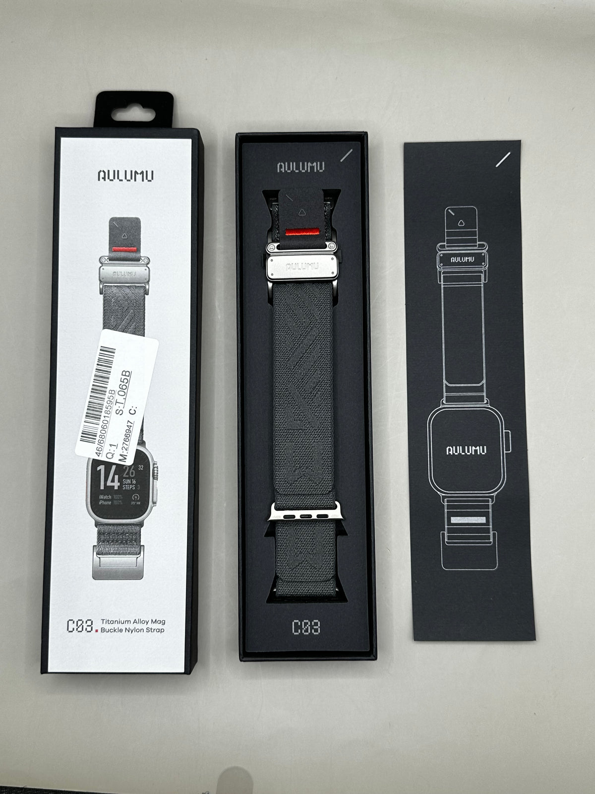 Aulumu C03 bracelet Tissu avec Titanium Apple Watch 46 49 mm