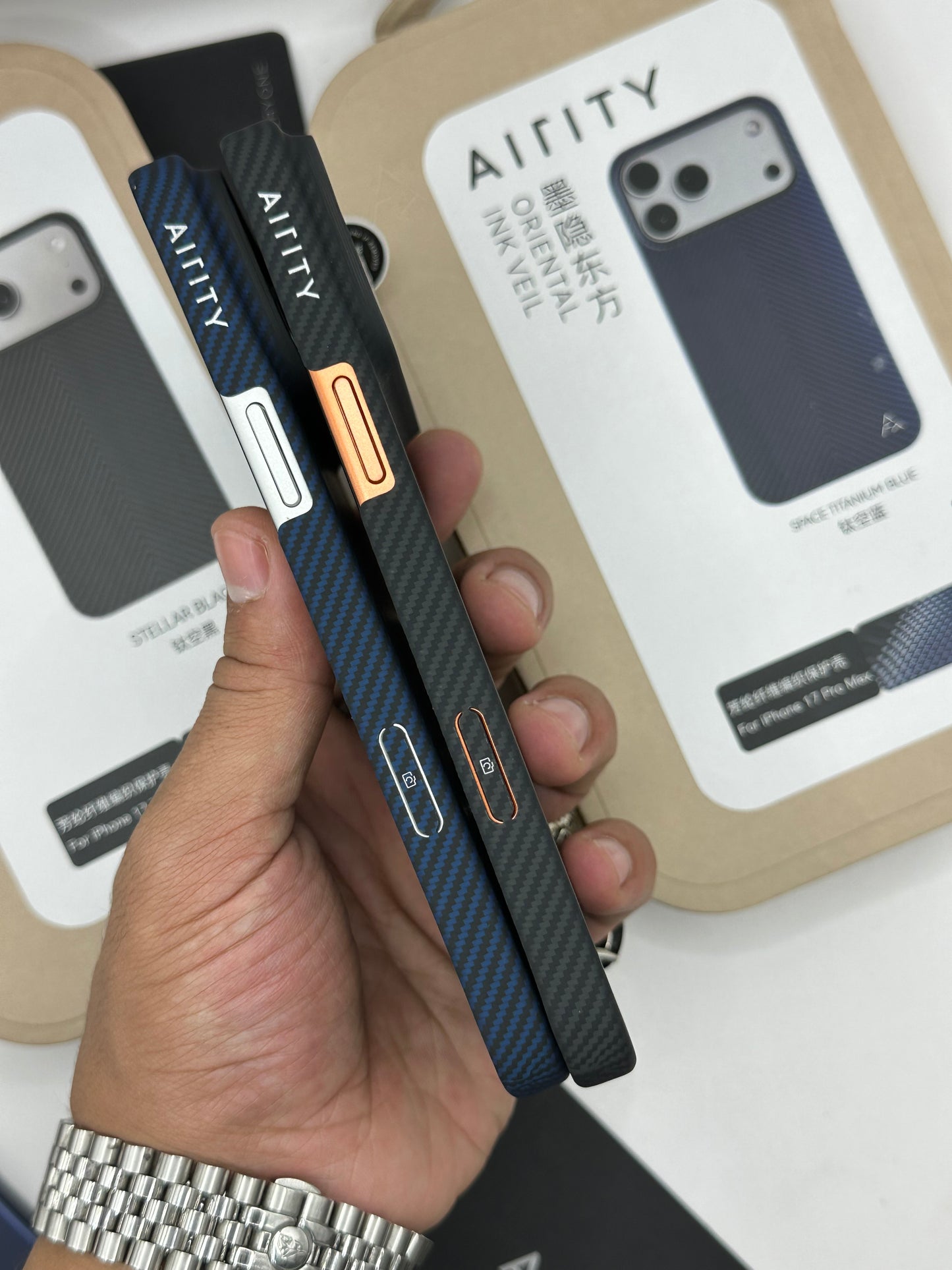 iPhone Series Ink-Dark Eastern AIRITY Series Aramid Fiber Phone Casewith A-Pattern TPU Full Coverage